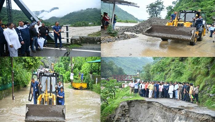 सीएम धामी ने आपदा प्रभावित क्षेत्रों का किया स्थलीय निरीक्षण