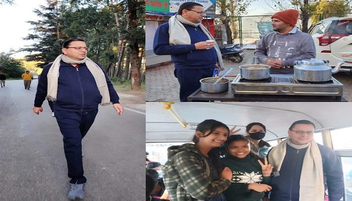 बिना क़ाफ़िले के पिथौरागढ़ में स्कूली बच्चों के बीच पहुँचे मुख्यमंत्री धामी