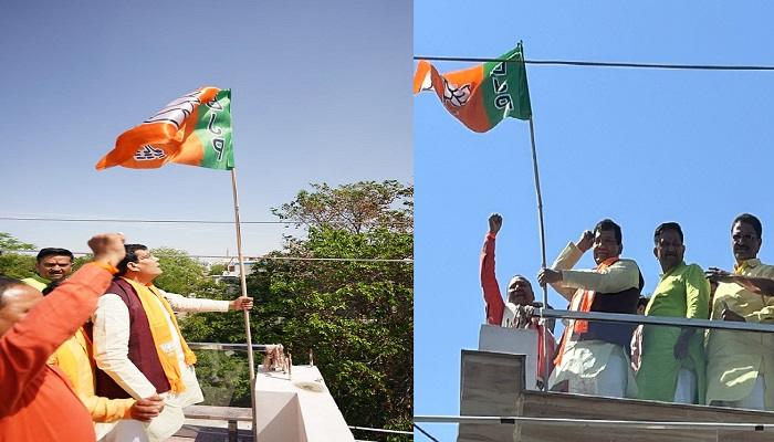 एके शर्मा ने भाजपा स्थापना दिवस पर बूथ कार्यालय परिसर में पार्टी का झण्डा फहराया