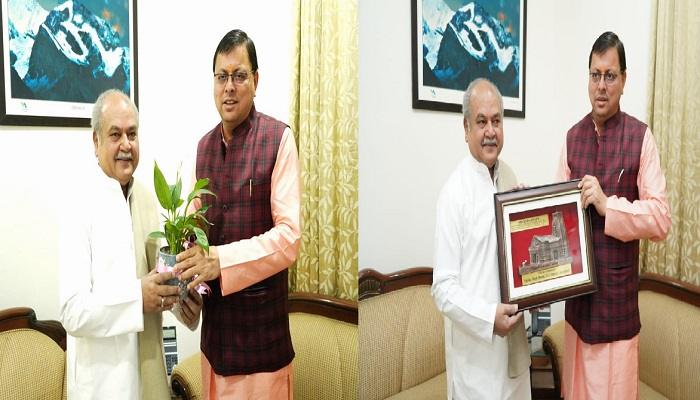 सीएम धामी ने केंद्रीय कृषि मंत्री से की शिष्टाचार भेंट