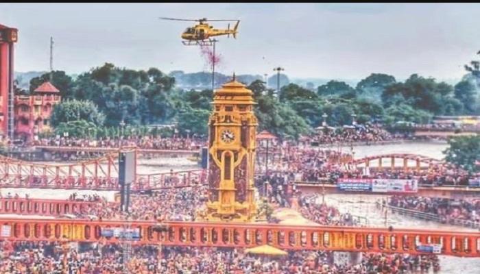 पुष्प वर्षा से हुआ कांवड़ियों का स्वागत, शिवभक्तों से गुलजार हुआ हरिद्वार