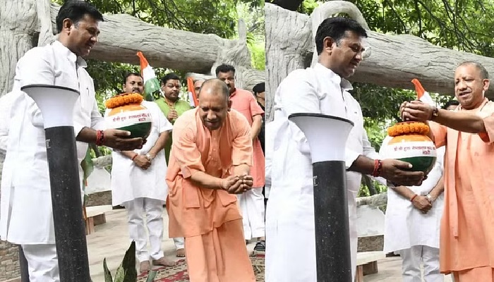 मेरी माटी, मेरा देश अभियान में शामिल हुए सीएम योगी