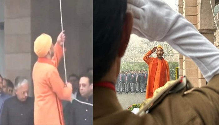 सीएम योगी ने फहराया तिरंगा, प्रदेशवासियों को दी गणतंत्र दिवस की शुभकामनाएं