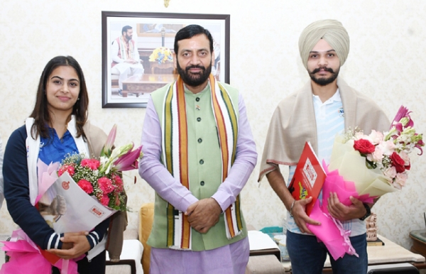 मनु भाकर और सरबजोत सिंह काे खेल विभाग में उप निदेशक बनाएगी हरियाणा सरकार