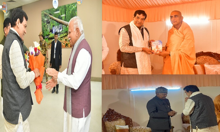 मनोहर लाल खट्टर पहुंचे प्रयागराज महाकुम्भ, एके शर्मा ने किया स्वागत