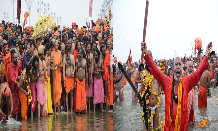 महाकुम्भ में मकर संक्रांति पर अखाड़ों ने किया दिव्य-भव्य अमृत स्नान