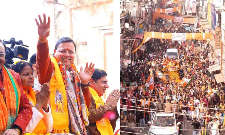 रुड़की और लक्सर में मुख्यमंत्री धामी के रोड शो में उमड़ी भीड़