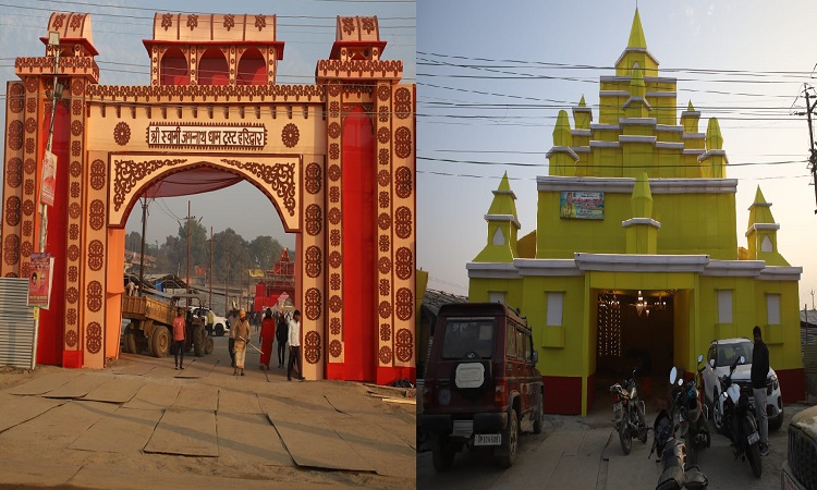 श्रद्धालुओं के मन को लुभा रहे पांडालों के आकर्षक प्रवेश द्वार