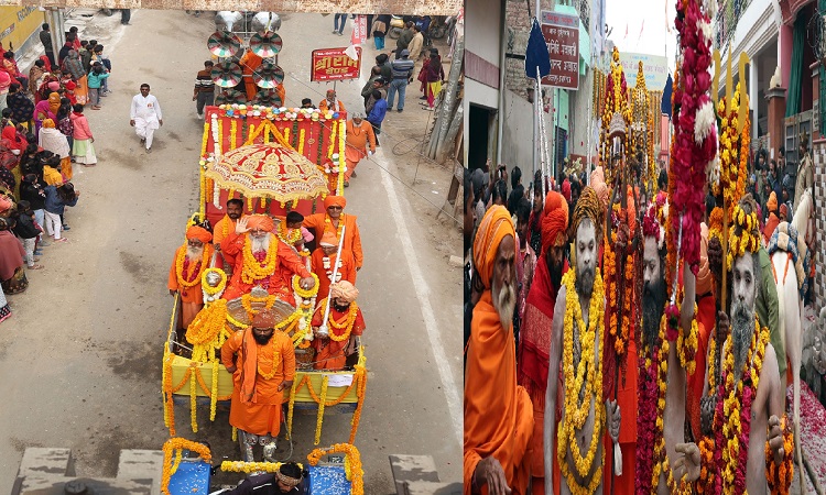 नागा संन्यासियों के श्री तपोनिधि आनंद अखाड़े ने किया महाकुम्भ में भव्य छावनी प्रवेश