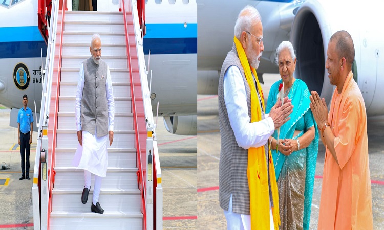 वाराणसी पहुंचे पीएम मोदी, राज्यपाल एवं सीएम योगी ने किया स्वागत