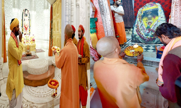 सीएम योगी ने रामलला के श्रीचरणों में झुकाया शीश, हनुमानगढ़ी में भी लगाई हाजिरी