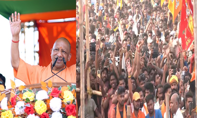 गारबेटा में भी योगी-योगी, सड़कों-छतों पर खड़े होकर हजारों लोगों ने किया बुलडोजर बाबा का दीदार