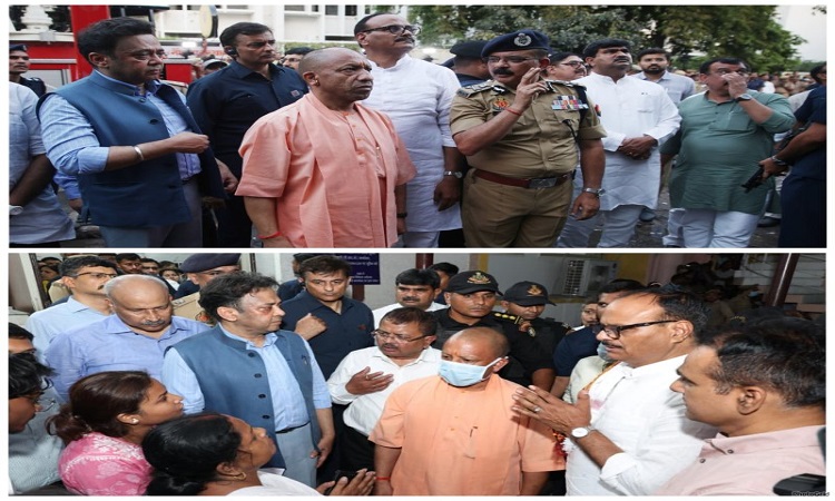 अलीगढ़ से सीधे अग्निकांड स्थल पहुंचे मुख्यमंत्री योगी, बोलें – सरकार आपके साथ, दोषी किसी सूरत में बख्शे नहीं जाएंगे
