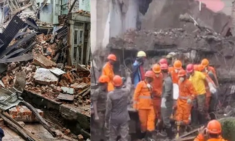 बारिश के बीच भरभराकर गिरी चार मंजिला ईमारत, 9 की मौत;  रेस्क्यू जारी