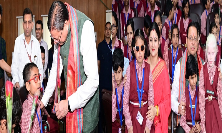 दिव्यांग बच्चों के बीच मुख्यमंत्री धामी ने मनाया जन्मदिन