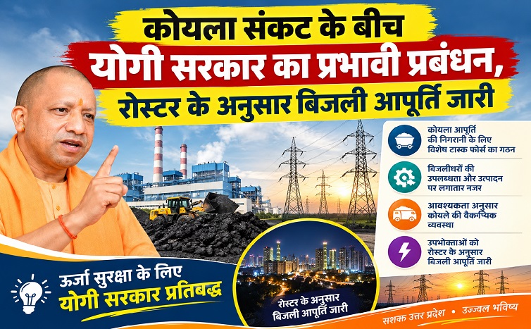 कोयला संकट के बीच योगी सरकार का प्रभावी प्रबंधन, रोस्टर के अनुसार बिजली आपूर्ति जारी